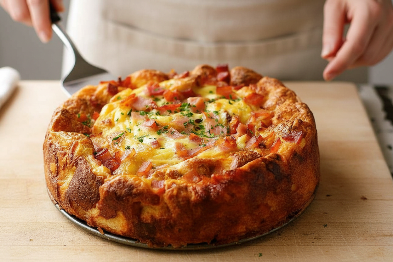 Cheese Bacon Strata Breakfast Casserole Delight