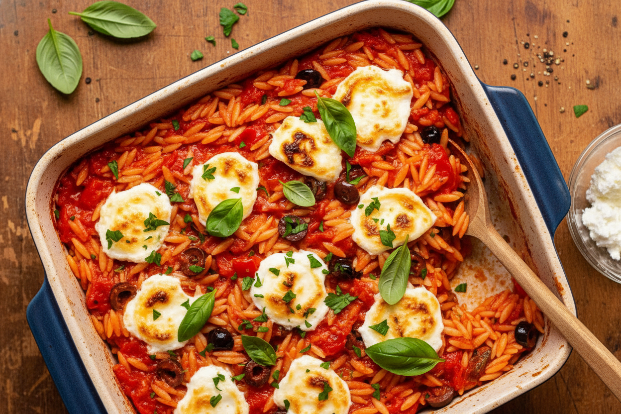 Creamy Goat Cheese and Roasted Red Pepper Risoni