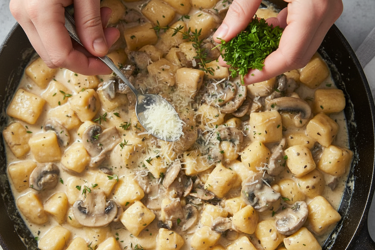 Creamy Mushroom Sauce Ricotta Gnocchi Delight