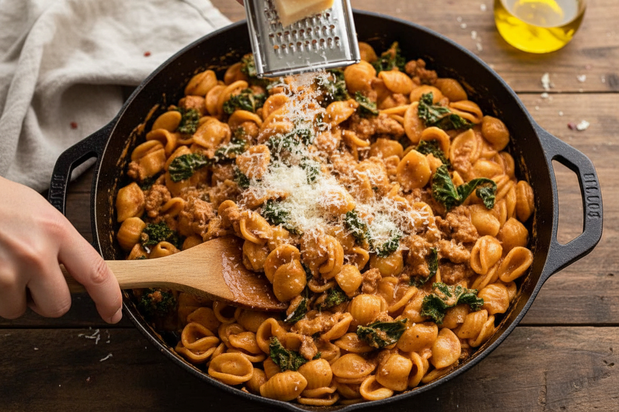 Creamy Tomato Orecchiette with Sausage Delight