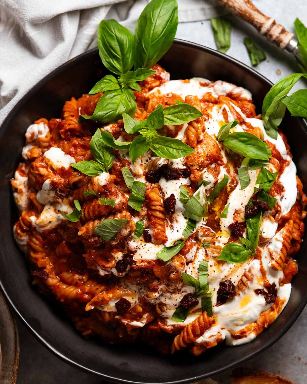 Creamy Whipped Ricotta Chicken Pasta Delight