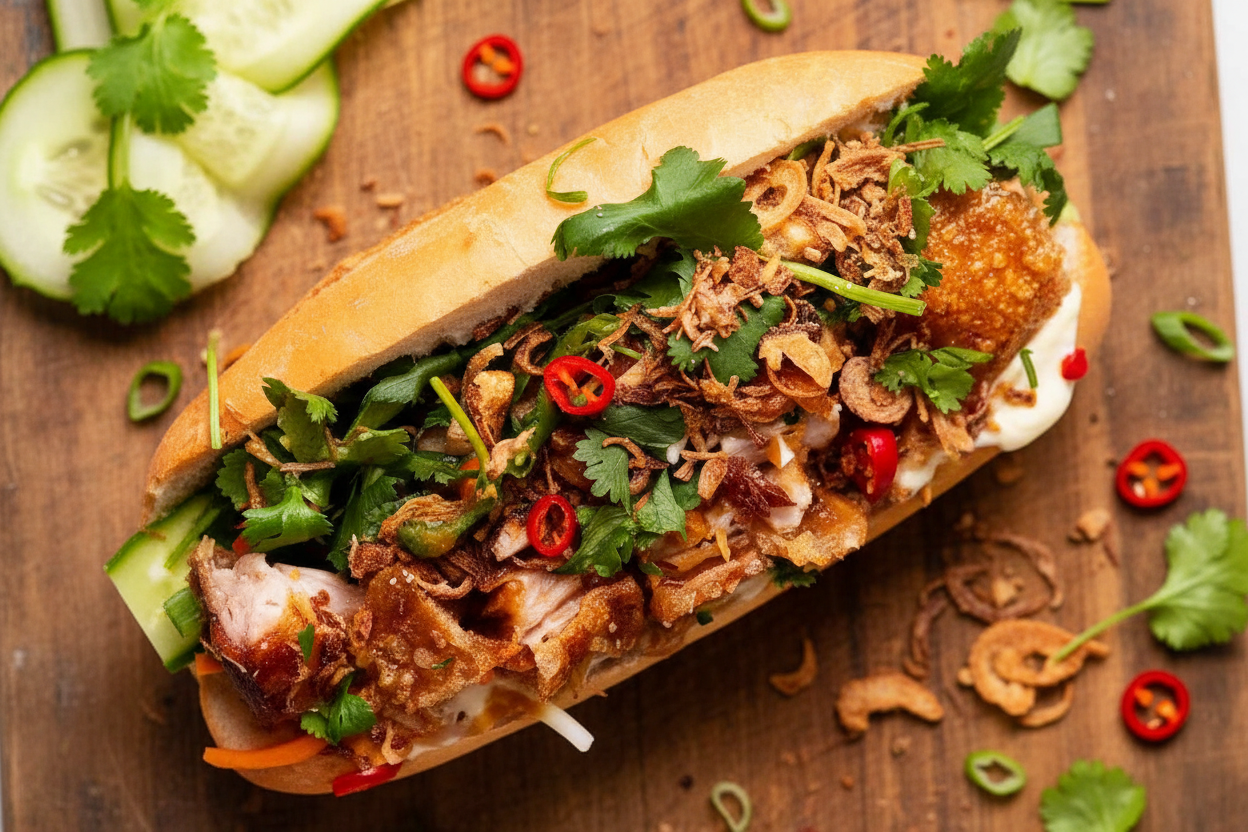 Crispy Pork Belly Banh Mi Delight