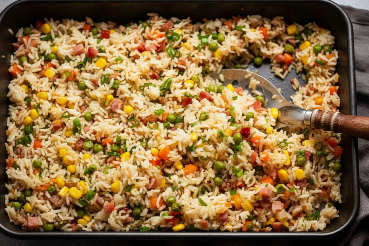 Easy Dump & Bake Fried Rice Recipe