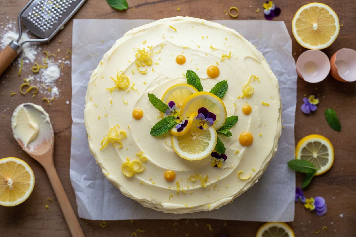 Fluffy Lemon Cake with Light Lemon Frosting