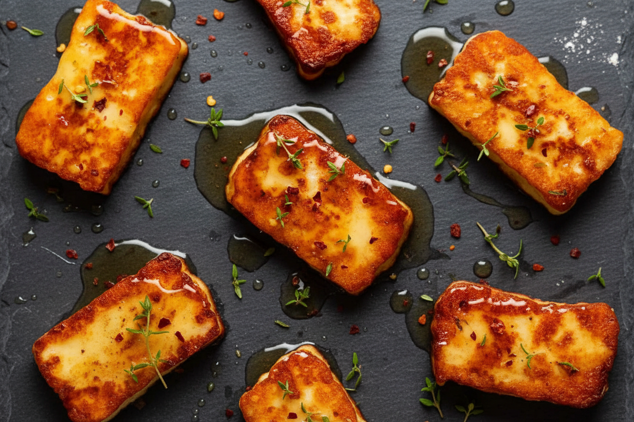 Golden Halloumi Drizzled with Honey and Thyme