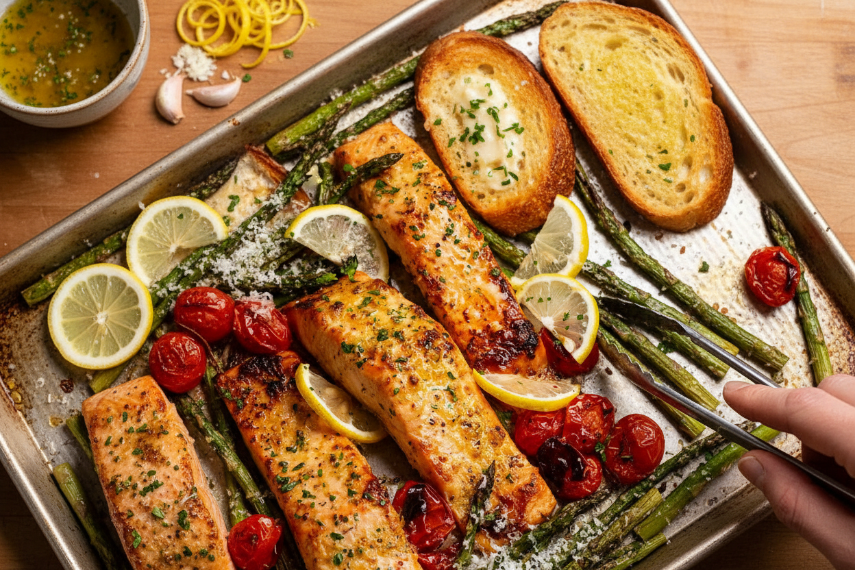Healthy Lemon Garlic Salmon Bake Recipe