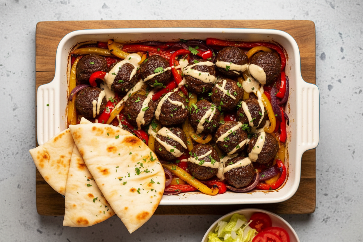 Lamb Kofta Meatballs Tray Bake Dinner Recipe