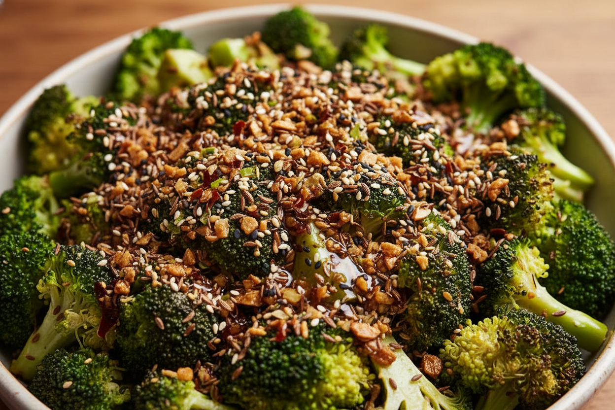 Savory Broccoli Salad with Sesame and Garlic