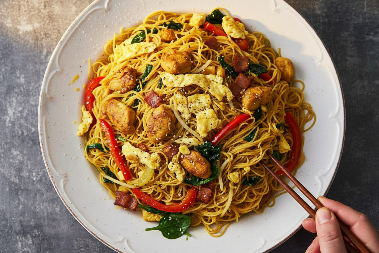 Savory Singapore Chicken Vermicelli Noodles Delight
