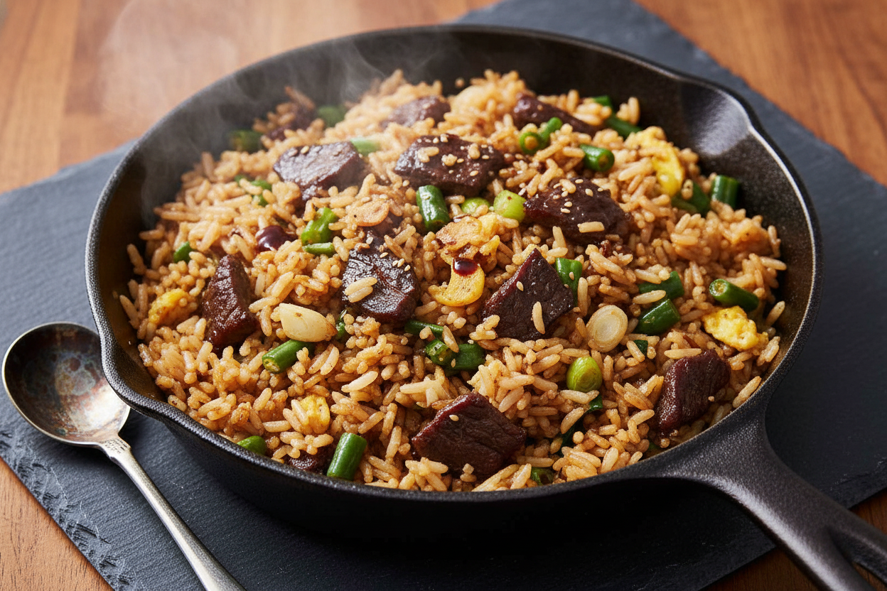 Sizzling Beef Steak Fried Rice Delight