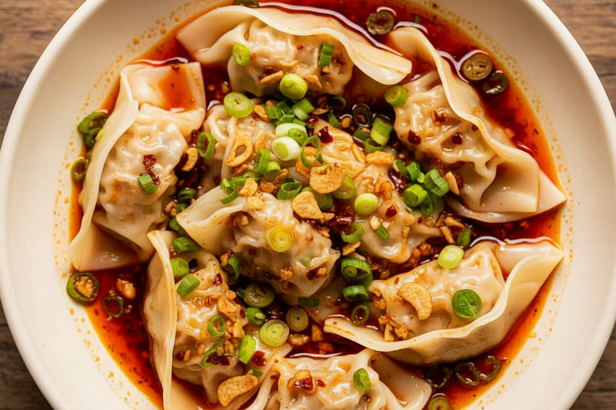 Spicy Wontons with Chilli Sauce Delight