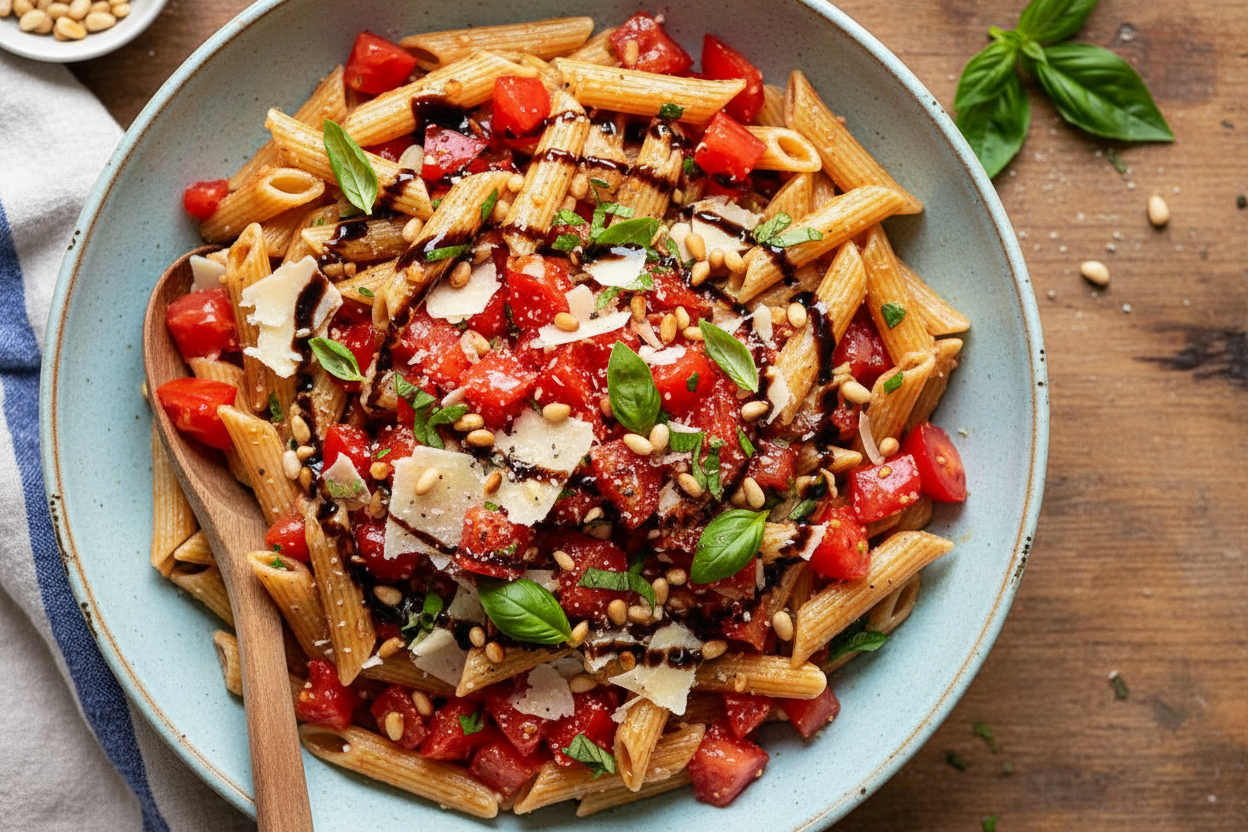 Summer Pasta Salad with Bruschetta Twist