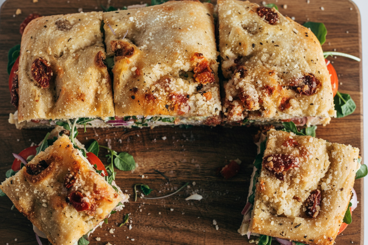 Sun-Dried Tomato Focaccia Turkey Sandwich Delight